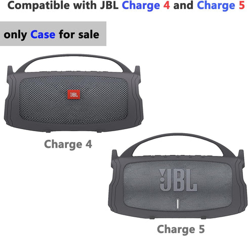 Silicone Cover Case Compatible with JBL Charge 4/Charge 5 Portable Bluetooth Speaker, Soft Skin Sleeve for JBL Charge 4/5 Bluetooth Speaker Accessories(Only Case) (Gray)
