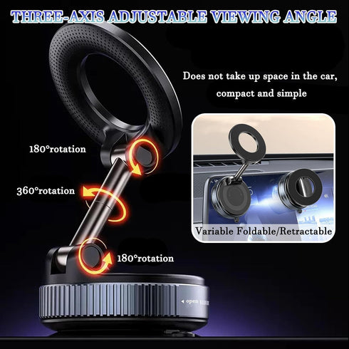FYMCVMNB 360 Upgraded Vacuum Magnetic Suction Cup Phone Holder, Foldable and Reinforced Ultra Suction Cup Phone Mount