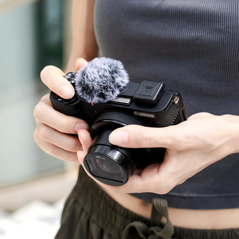 V1 V1 JJC Cold Shoe Wind Muff Windshield for Canon PowerShot Camera, Shoe Adapter Mount Holder for LED Light Microphone