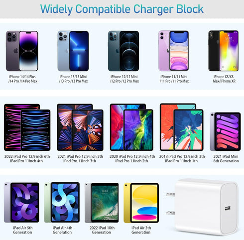 USB C Charger Block 20W PD Quick Fast Charger Box Brick, TypeC Charging Blocks 5 Pack Compatible with iPhone 15/14 Pro