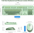 Fogruaden Green Keyboard and Mouse Wireless, Retro Typewriter Keyboard, 2.4GHz 104 Keys Full Size Cute Keyboard