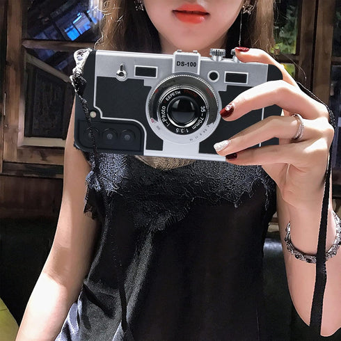 Awsaccy Vintage Phone Case for Samsung Galaxy S22 5G, Cute 3D Cool Unique Design with Removable Neck Strap Lanyard for