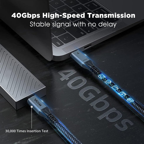 VCOM USB 4 Cable for Thunderbolt 4 Cable 4 FT, 100W Cable with 40Gbps Data and 8K@30Hz 5K@60Hz or Dual 4K Video,Compatible with Thunderbolt 3/4 Cable and USB-C,for MacBooks,Hub, Docking, and More