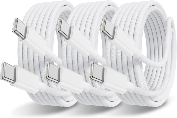 USB C Cable for iPhone 15 Charger Cord 6FT 3 Pack, 60W Woven USB C to C Replacement for iPhone 15