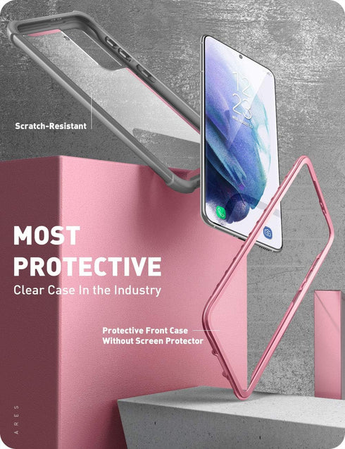i-Blason Ares Series Case for Galaxy S21 Plus 5G, Rugged Clear Bumper Case Without Built-in Screen Protector (Pink)