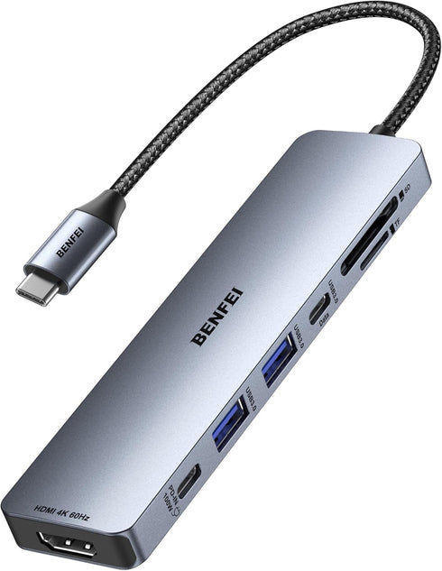 BENFEI 7-in-1 USB C Hub with HDMI(4K@60Hz), 2 USB-A, 1 USB-C Data, 100W