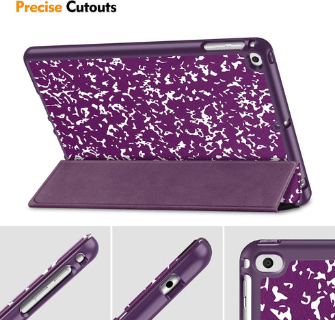 Fintie SlimShell Case for iPad 6th/5th Generation - 9.7 Inch with Built-in Pencil Holder, Composition Purple