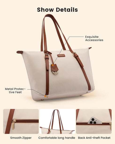 LOVEVOOK Laptop Tote Bag for Women, Lightweight Work Tote with Cup Holder, Waterproof Large Computer Bag for Office