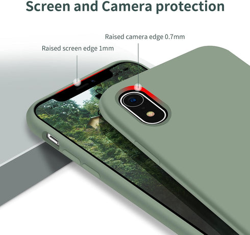 OTOFLY iPhone XR Case, Calke Green Soft Silicone Bumper, Full-Body Protection for Apple iPhone XR 6.1 inch.