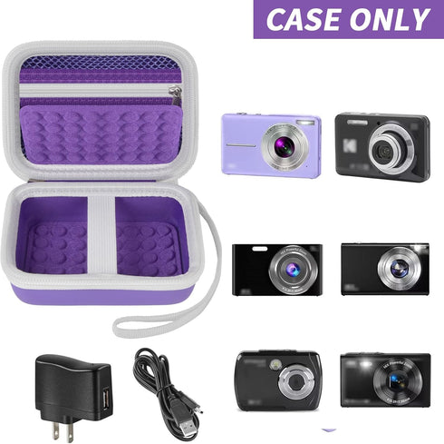 Boobowl Digital Camera Case Compatible with Yifecial/for EROOLU/for VAHOIALD/for Kaisoon/for Kodak Pixpro/for Canon PowerShot ELPH 180 190/ for Sony DSCW800 DSCW830 Kids Cameras (Purple)