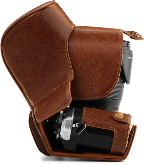 MegaGear MG1863 Ever Ready Genuine Leather Camera Case for Olympus Om-D E-M5 Mark III - Brown