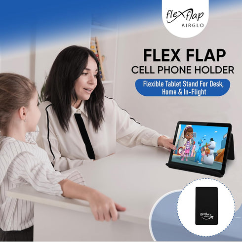 Airplane Travel Essentials, Flex Flap Cell Phone Holder & Tablet Stand for Desk, Bed, Treadmill, In-Flight Accessories