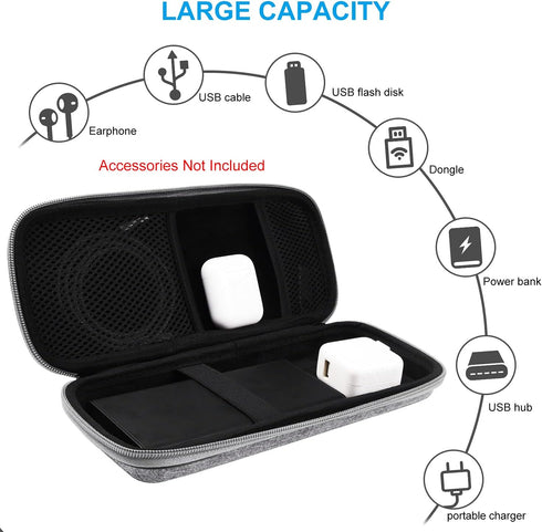Powerbank Hard Travel Case for RAV Power 26800/20100/20000mAh, Anker Power Core 26800mAh, Miady Charger (Light Grey)