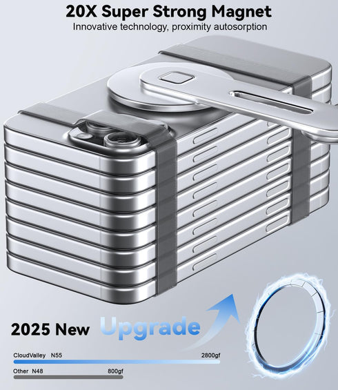 CloudValley Magnetic Phone Holder for Laptop, Designed for iPhone 16/15/14/13/12 MagSafe, Adjustable Side Mount