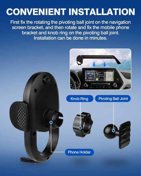 Autorder Custom Fit Car Phone Holder for 2020-2025 Toyota Highlander Accessories, 12.3" Screen Cell Phone Mount,