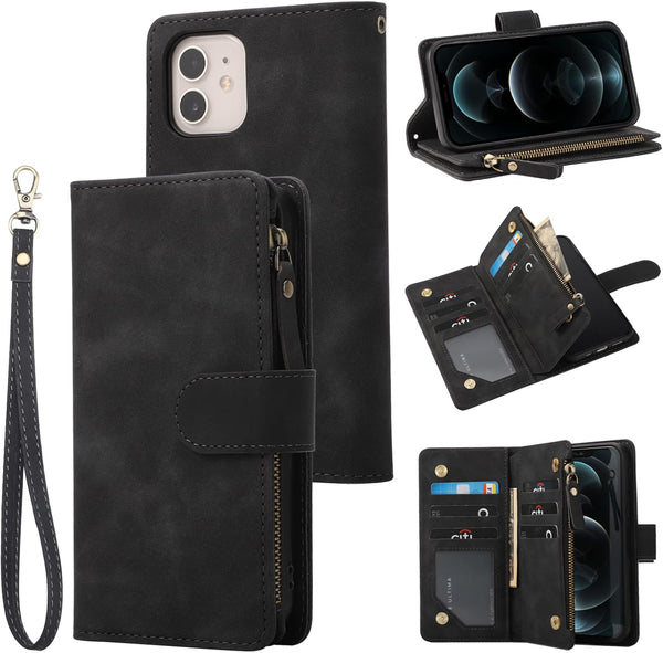 RANYOK Wallet Case for iPhone 11 (6.1 inch), Premium PU Leather Zipper Flip Folio Wallet with RFID Blocking, Magnetic