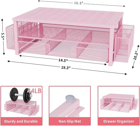 gianotter Monitor Stand with Drawer and Pen Holder, 2-Tier Desk Organizers and Accessories, Ideal for Office Supplies