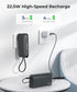 3-in-1 Power Bank 10,000mAh with Built-in USB-C Cable, Fast Charging, Foldable AC Wall Plug for iPhone 16/15, Galaxy