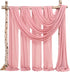 Wedding Arch Draping Fabric - 8 Panels 28" x 20ft Dusty Rose Chiffon Drapes for Ceremony and Reception Decorations