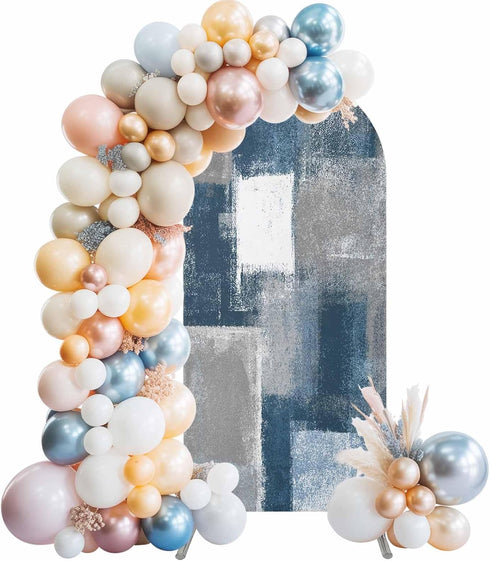 Jnbasdffb Blue Grey Ombre Wedding Arch Cover,Stretchy Spandex Arch Backdrop Stand Covers 7.2
