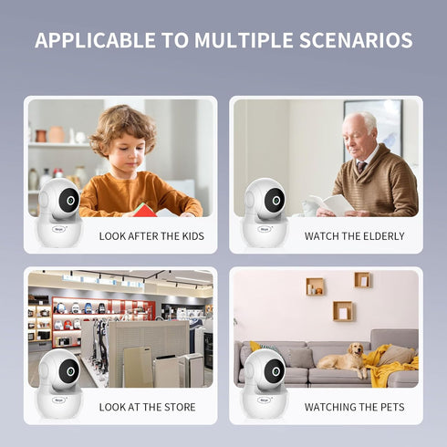 WiFi Security Home Camera, Baby Monitor Wireless IP Camera with Night Vision, Two Way Audio, Supports 5G WiFi, White