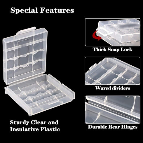 Battery Organizers AA/AAA Battery Containers Holders Compact Portable Storage Cases Insulative Plastic Clear Protective Battery Cases for Travelling/Home/Office/School/Garage(20 PCS)