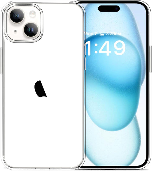 JJGoo Clear Case for iPhone 15 Plus, Soft TPU Shockproof Transparent Bumper Cover, Slim Thin