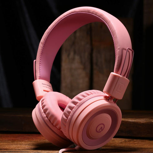 noot products Kids Headphones K11, Foldable Stereo Wired On-Ear Headset, Soft Pink