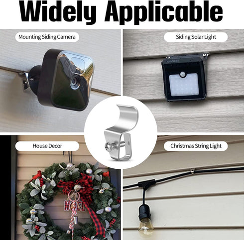 Vinyl Siding Clips, 20-Pack No-Hole Outdoor Camera Mount for Blink, Arlo, Ring, No-Damage, Weatherproof Stainless Steel