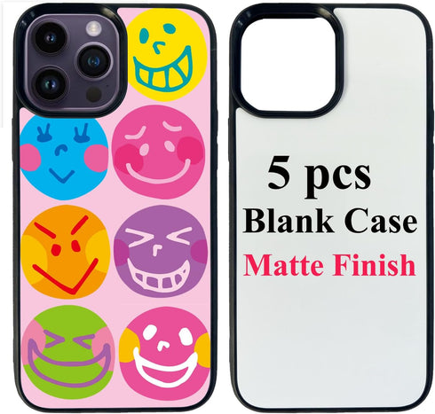 JUSTRY 5 Sets Sublimation Blanks Phone Case Bulk Covers for Apple iPhone 15 Pro Max - 2 in 1 DIY Customizable