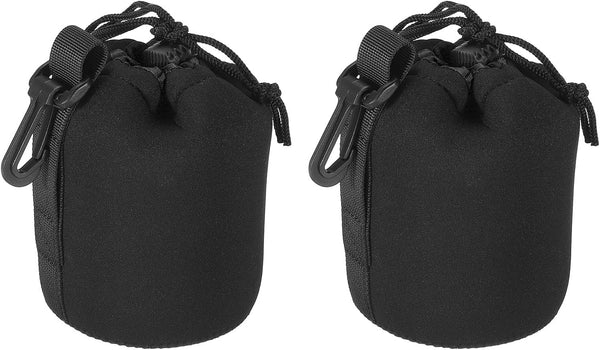 PATIKIL Camera Lens Bag, 2 Pcs 3.3" ID x 5.5" H Drawstring Pouch with Thick Neoprene, Lens Case for DSLR