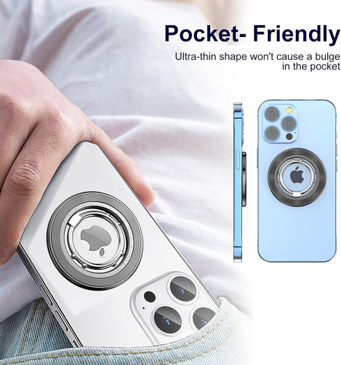 Magnetic Phone Ring Holder for iPhone, 2 in 1 Removable Magnetic Desk Stand Compatible with iPhone 15 14 13 12 Series