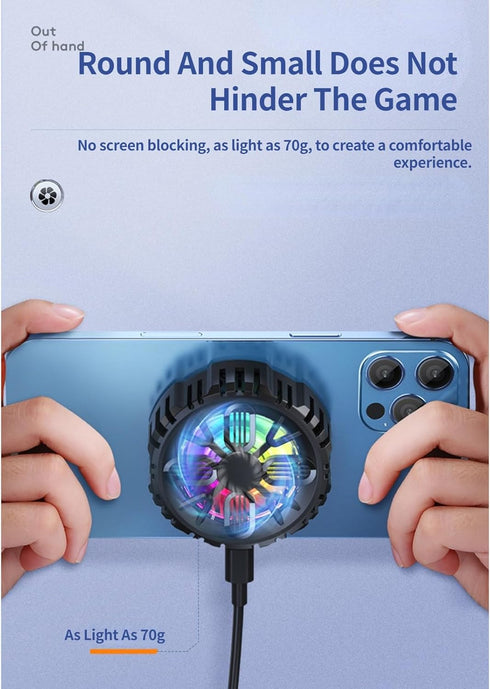 Mobile Phone Cooler, Rechargeable Semi Conductor Cell Phone Radiator with Colorful LED Light, Universal Magnetic Phone
