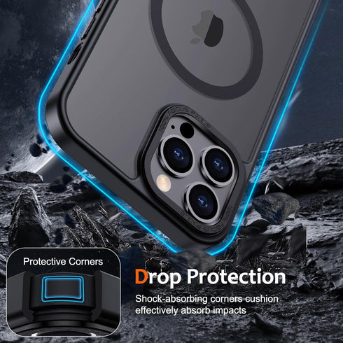 Anuck iPhone 13 Pro Max Case - Magnetic, Soft TPU Bumper, Hard Matte Back, Slim Fit, Shockproof, MagSafe Compatible -