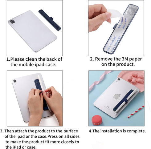 CCSmall Elastic Pocket Stylus Pen Holder with Wrist Strap, Adhesive Sleeve for Cases, Notebooks, Journals, Blue