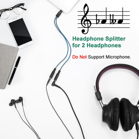Headphone Splitter for 2 Headphones 2 Way 3.5mm Adapter Aux Cable Mini Jack Male to Dual Female Stereo Audio Y Splitter Couple Adapter Compatible with iPad iPhone iPod MacBook PC Amplifier Speaker by Coaclebat