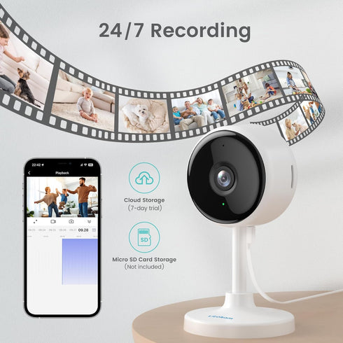 litokam Indoor Camera, 1080P Home Security Camera with Night Vision, Motion Detection, 2-Way Audio, WiFi