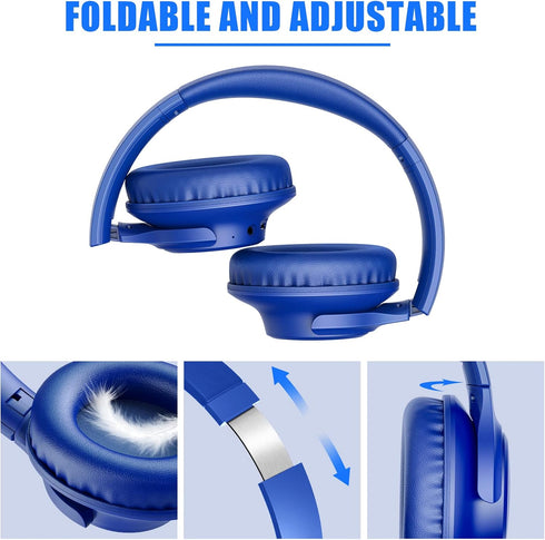 KVIDIO Updated Bluetooth Headphones Over Ear, 65 Hours Playtime, Wireless with Microphone, Foldable Lightweight, HiFi