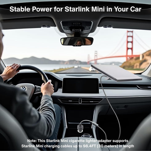 Steinwhale 12-24 50W 30m Boosted Car Charger to DC Female Adapter Cable for Starlink Mini, V Cigarette Lighter to DC