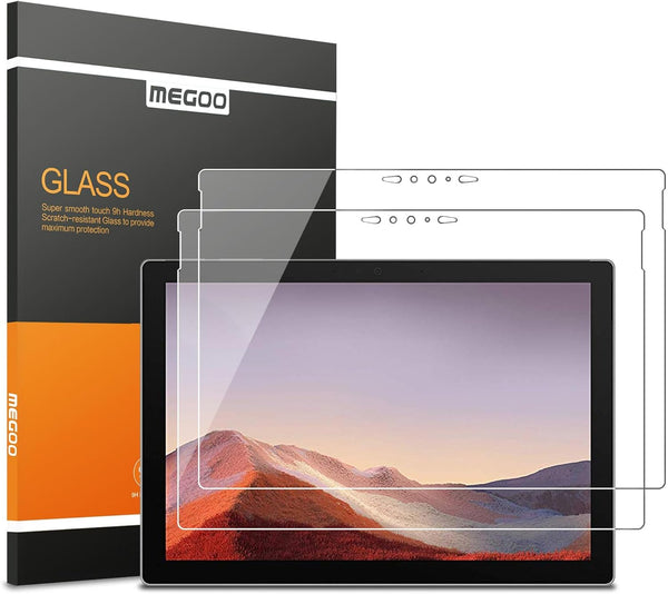 Megoo Screen Protector for Surface Pro 7 Plus/7, 2 Pack, Ultra Clear, High Response, Tempered Glass, 12.3 Inch