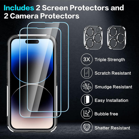 Shopify SEO Optimized:
iPhone 14 Pro Max Case - Cute White Leopard, Heavy-Duty 5-in-1, 2 Screen Protectors & 2 Camera