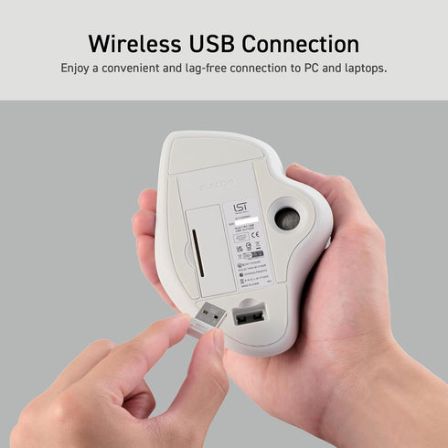 ELECOM Ergonomic Comfort Design Trackball - Wireless 2.4GHz Connect, Super-Smooth Tracking, Compatible for Windows, PC,