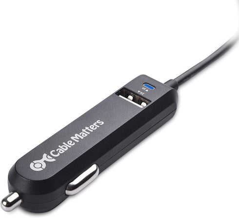 Cable Matters 25W 5A Dual USB Car Charger with USB C Cord and USB A Port