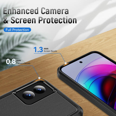 Heavy-Duty Rugged Case for Moto G Power 5G 2024, Military Grade Drop Tested with Screen Protector - Black