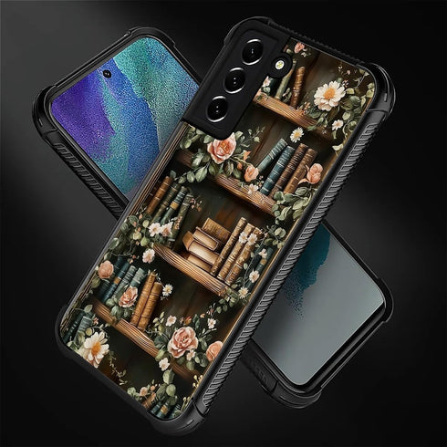 SKAMIX S22 for Samsung Galaxy Case,Soft Silicone Shockproof Bumper Camera Protection Phone Case-Vintage Flowers