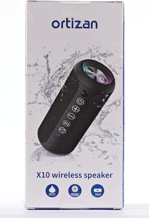 Ortizan Portable Bluetooth Speaker - IPX7 Waterproof with 24W Loud Stereo Sound, RGB Lights, 30H Playtime