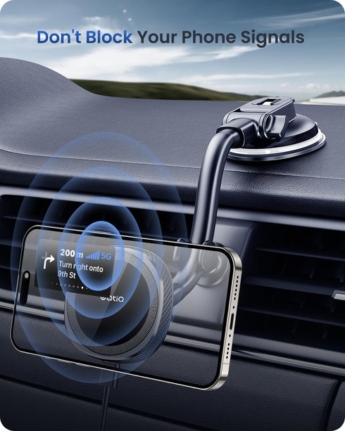 OQTIQ MagSafe Car Charger, Magnetic Wireless Car Charger, Compatible with iPhone 15 14 13 12 Series, 15W Fast Charging