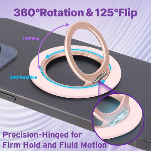 Jsoerpay Ultra-Thin Magnetic Phone Grip for MagSafe, Strong Magnet Phone Ring Holder, Includes Metal Ring Compatible