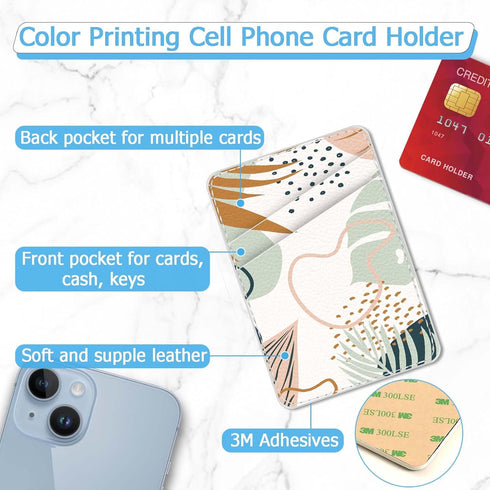 Leather Phone Card Holder Wallet, Stylish Stick Back Phone Wallet for Credit Cards, Suitable for iPhone, Samsung,