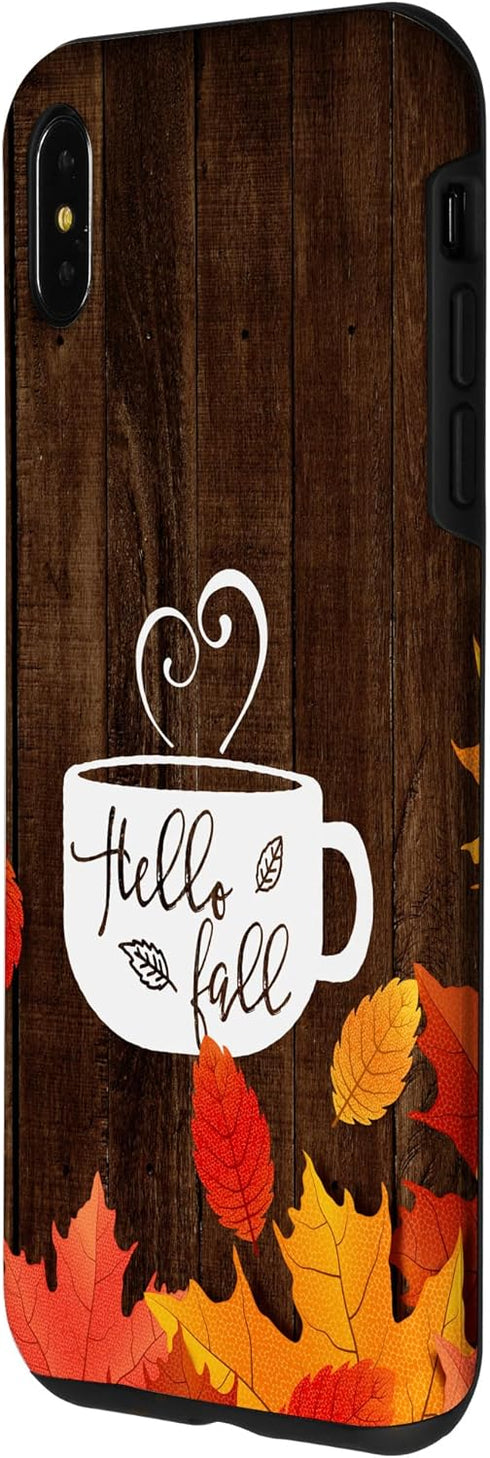 Hello Fall Coffee Mug with Autumn Leaves - Happy Fall Case for iPhone XS Max